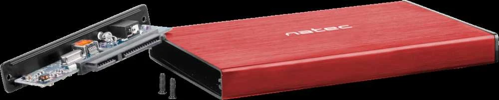 NATEC NKZ-1279 išorinis korpusas RHINO GO skirtas 2,5" SATA USB 3.0 Raudona