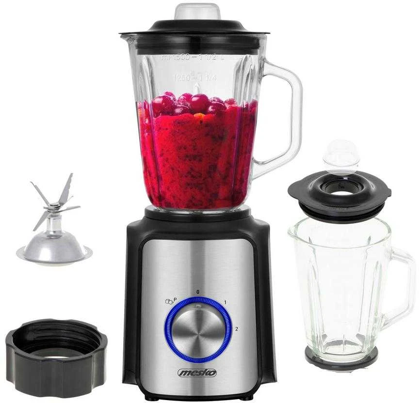 Adler Mesko | Maišytuvas | MS 4080 | Tabletop | 600 W | Jar material Glass | Jar capacity 1.5 L | Ice crushing | Juodas/Sidabrinis
