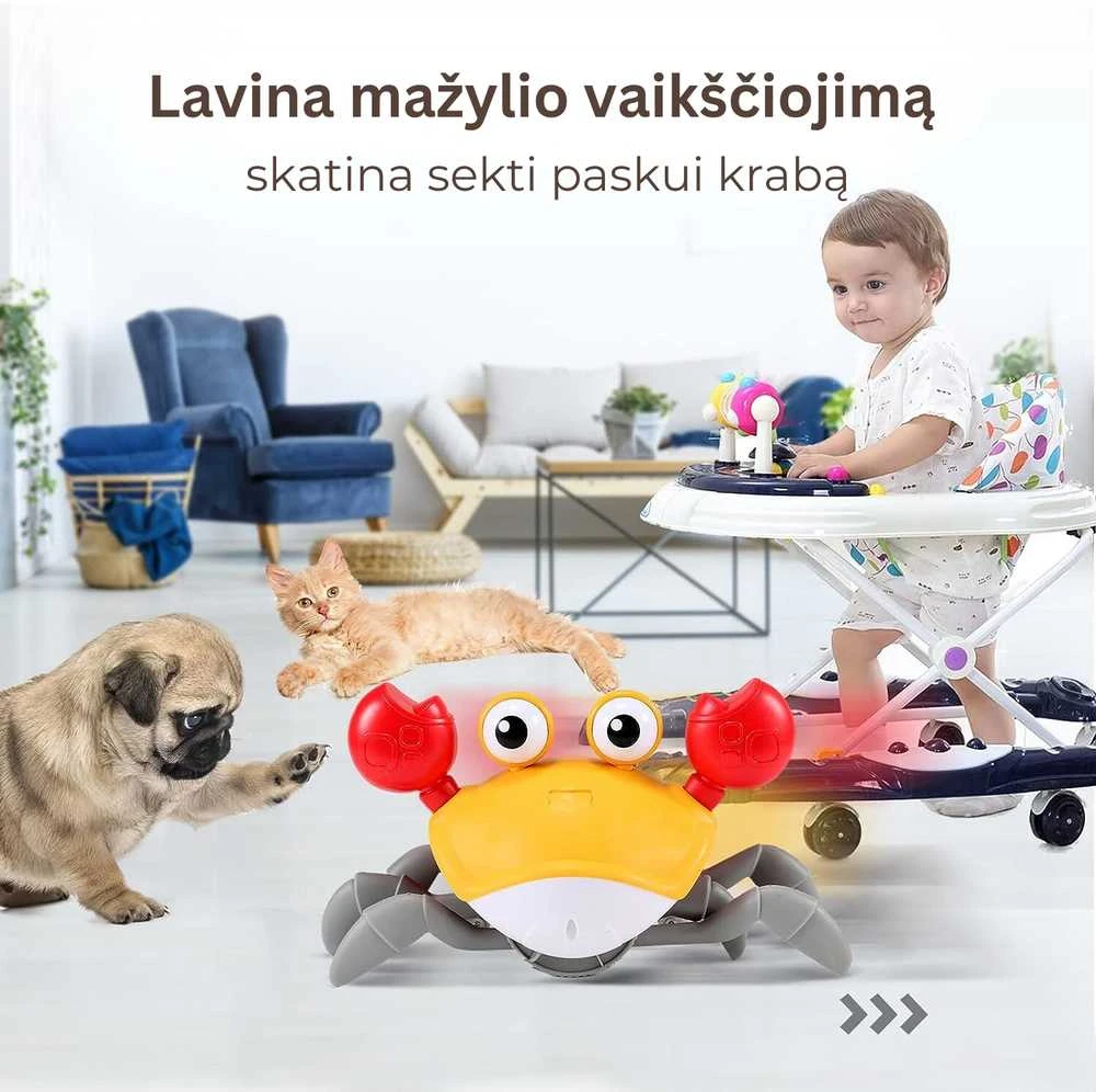 Goapa Interaktyvus vaikštantis pakraunamas krabas su muzika