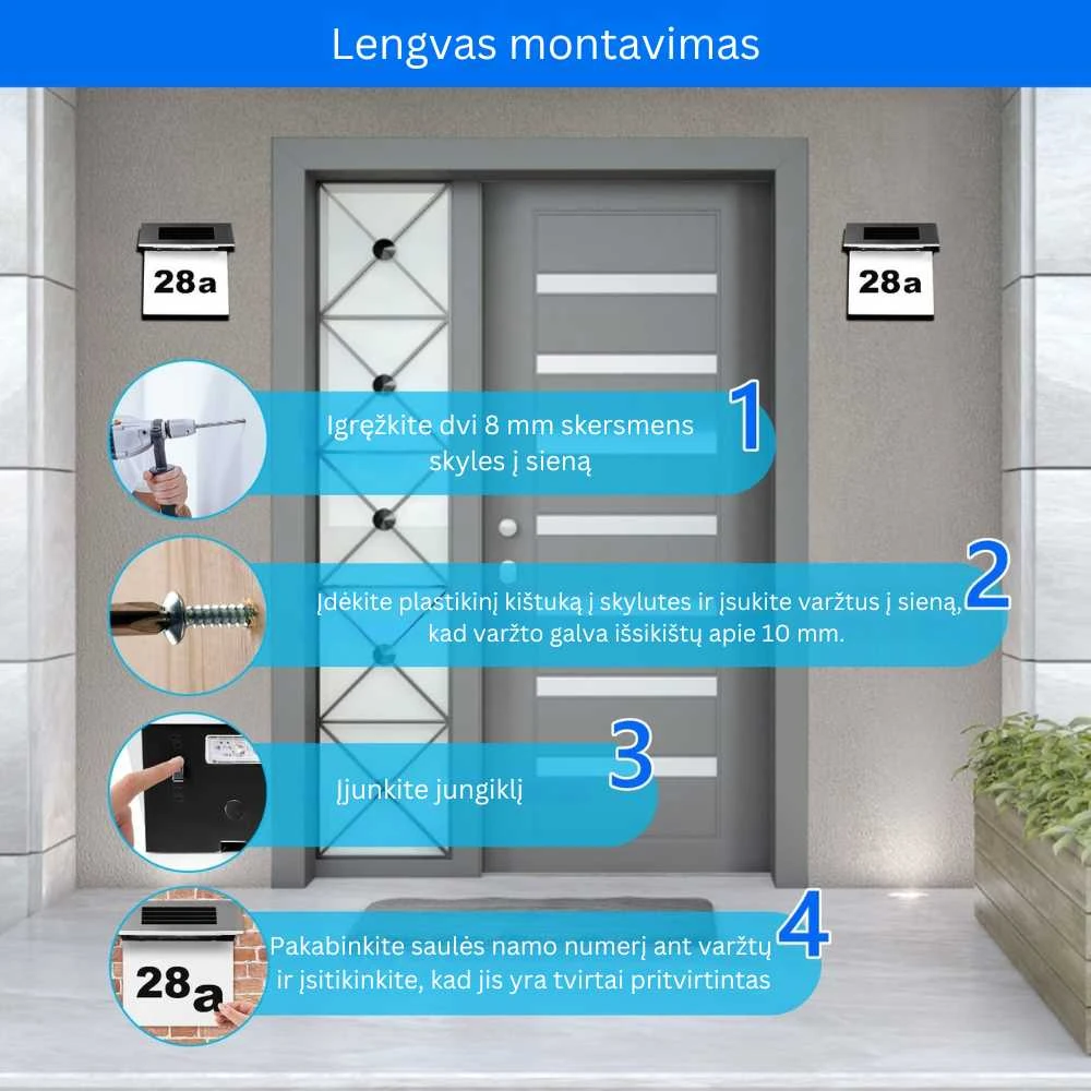 Goapa LED namo numerio šviestuvas