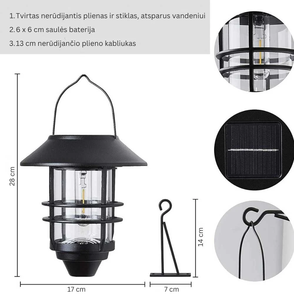 Goapa LED saulės pakraunamas senovinis namo šviestuvas, 2vnt.