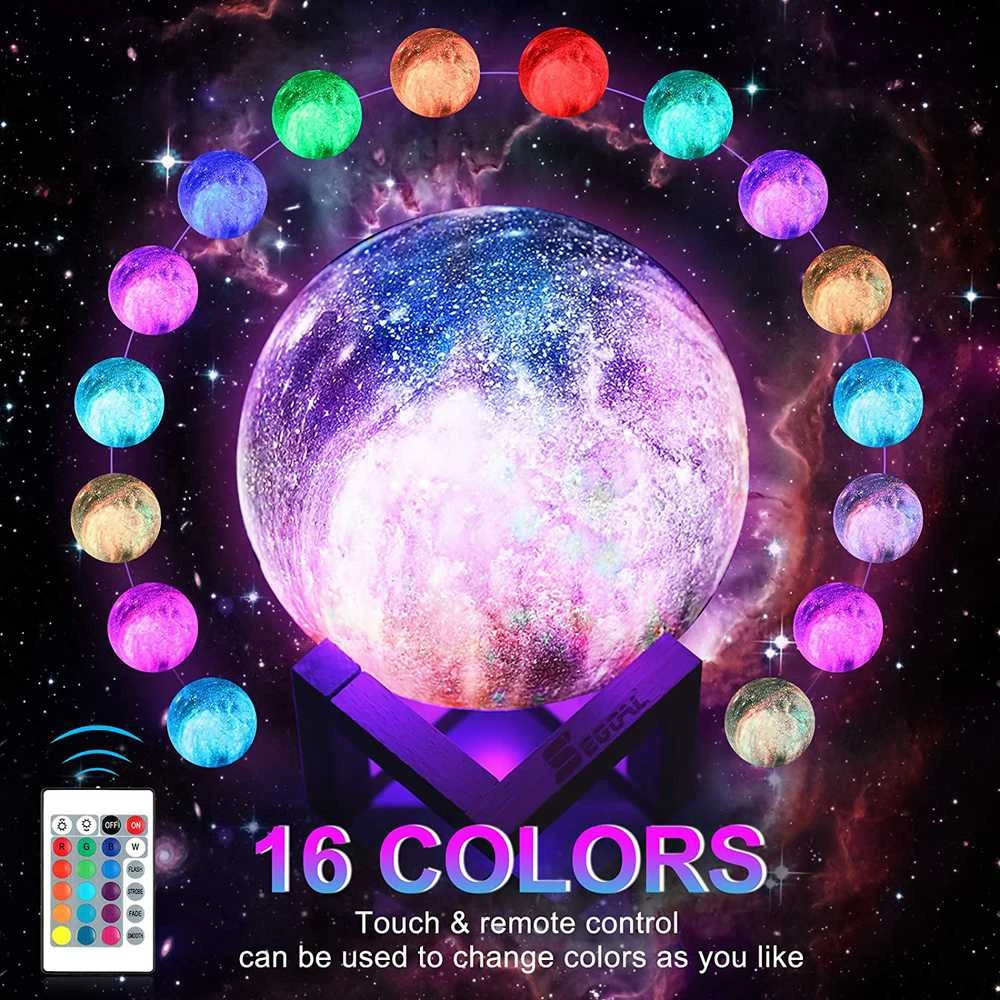 Goapa Mėnulio 3D Nakties Lempa Galaxy