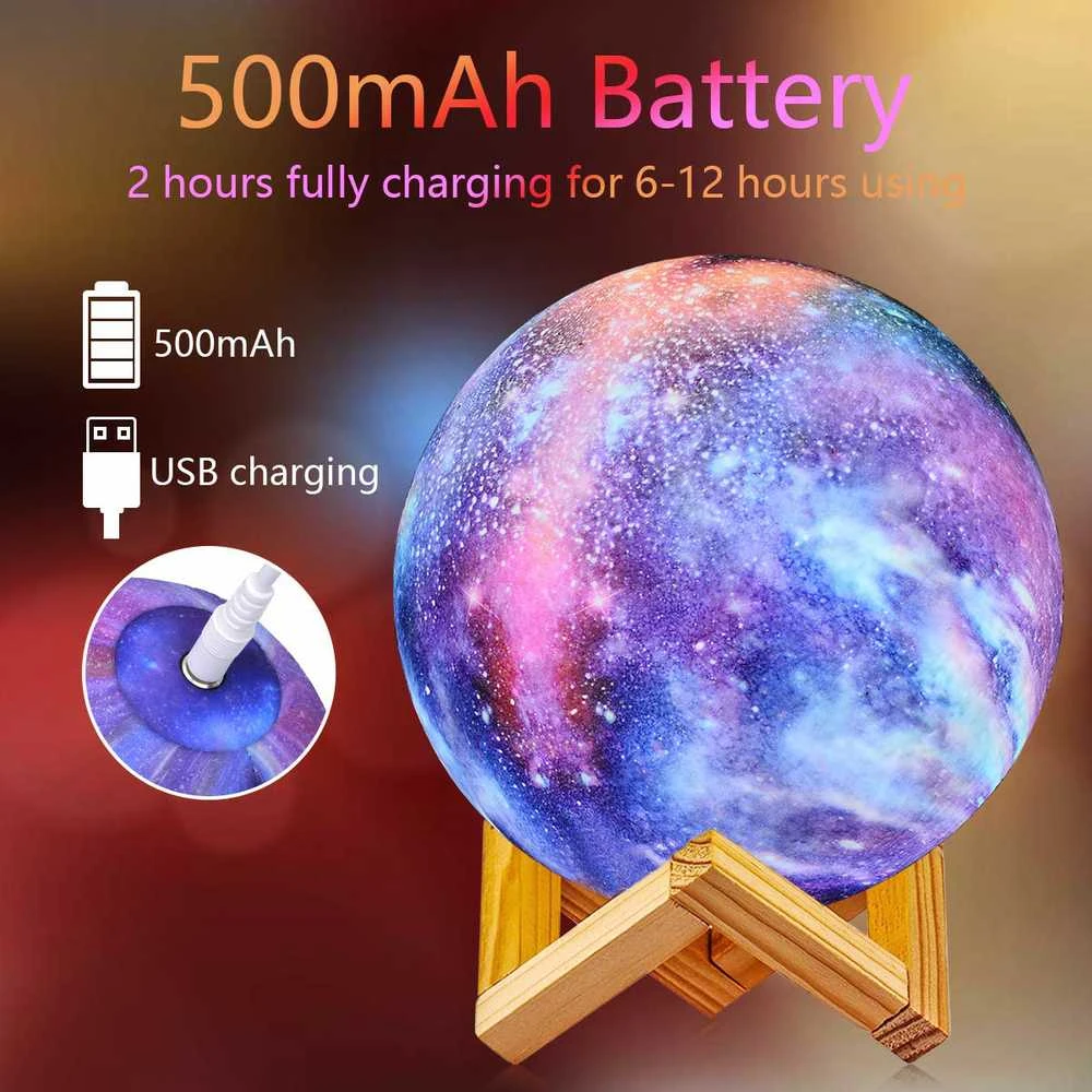 Goapa Mėnulio 3D Nakties Lempa Galaxy