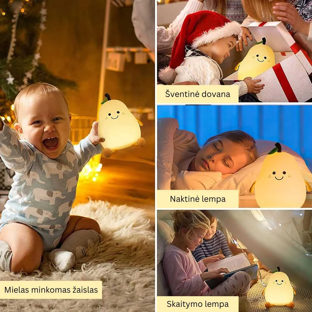 Goapa Naktinė vaikiška lempa - silikonė kriaušė