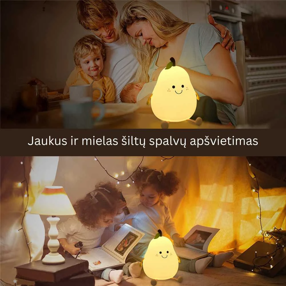 Goapa Naktinė vaikiška lempa - silikonė kriaušė