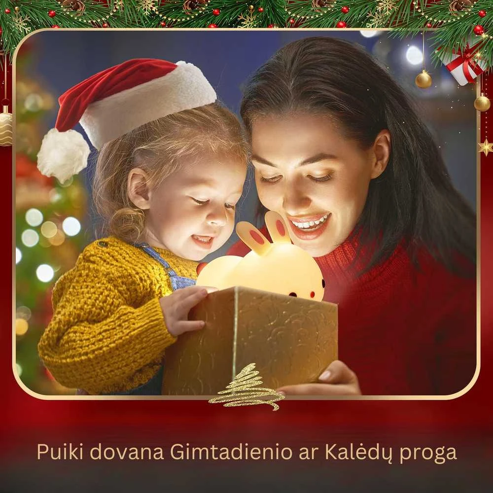 Goapa Naktinė vaikiška lempa su pulteliu - silikonis zuikis