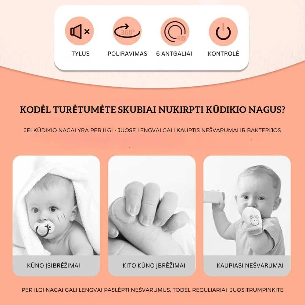 Goapa Vaikų/kūdikių elektrinė nagų priežiūros dildė