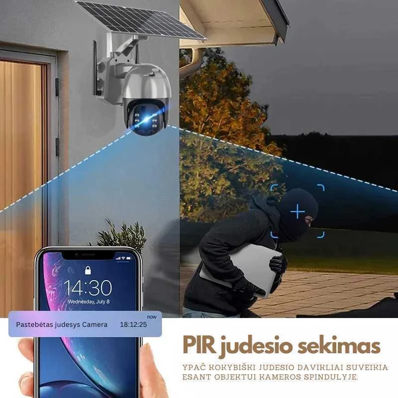 Lauko stebėjimo kamera 4G su SIM kortele ir saulės baterija, naktinis matymas, IP65 – GOAPA