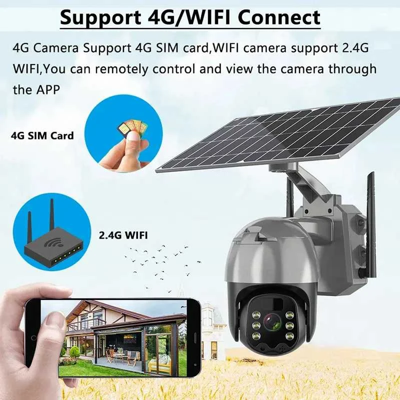 Lauko stebėjimo kamera 4G su SIM kortele ir saulės baterija, naktinis matymas, IP65 – GOAPA