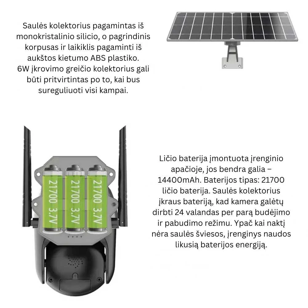 Lauko stebėjimo kamera 4G su SIM kortele ir saulės baterija, naktinis matymas, IP65 – GOAPA