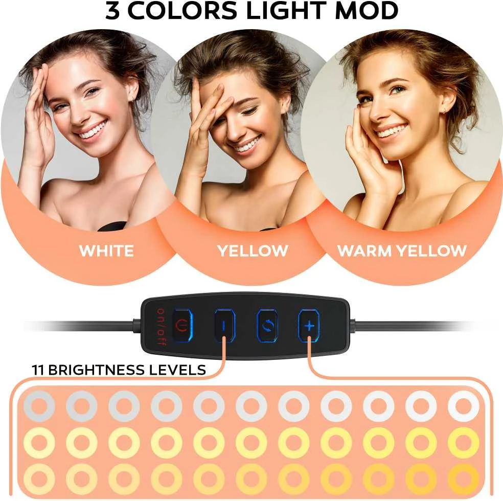 Goapa Žiedinė LED lempa Led Ring light su trikoju stovu, telefono laikikliu ir „Bluetooth“ valdymo pulteliu