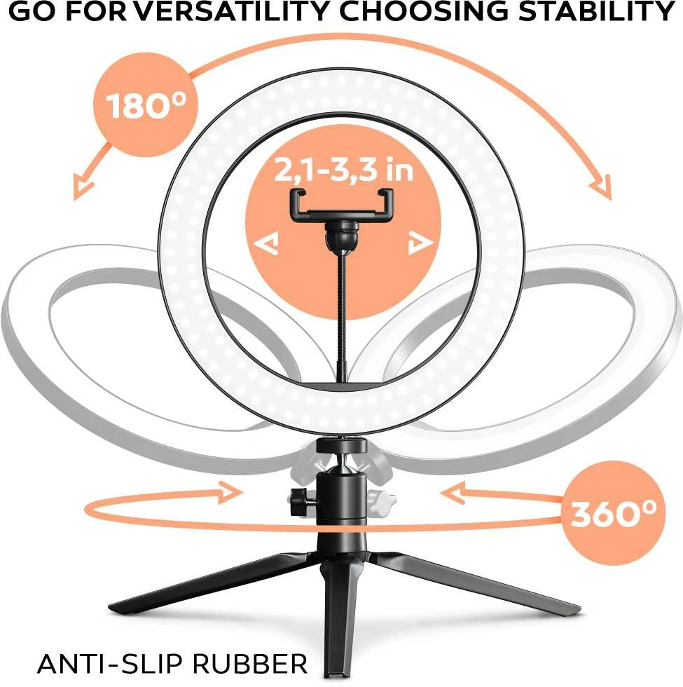 Goapa Žiedinė LED lempa Led Ring light su trikoju stovu, telefono laikikliu ir „Bluetooth“ valdymo pulteliu
