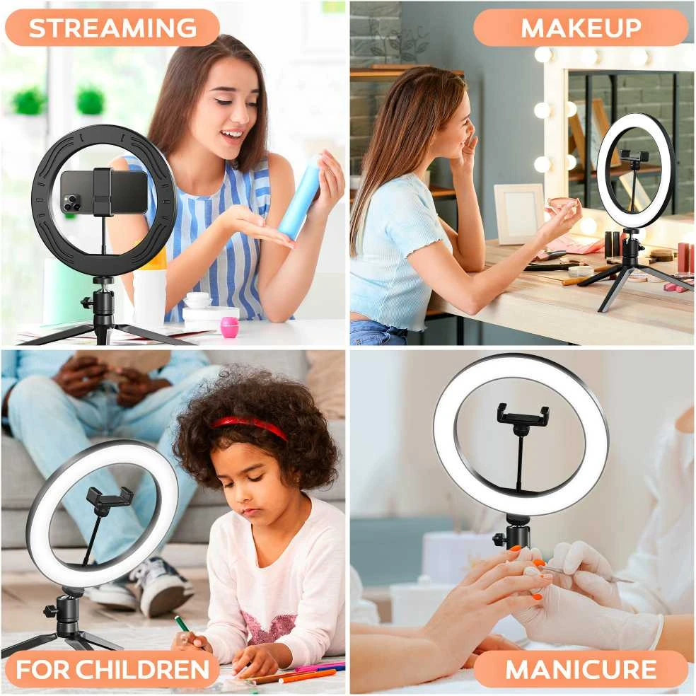 Goapa Žiedinė LED lempa Led Ring light su trikoju stovu, telefono laikikliu ir „Bluetooth“ valdymo pulteliu