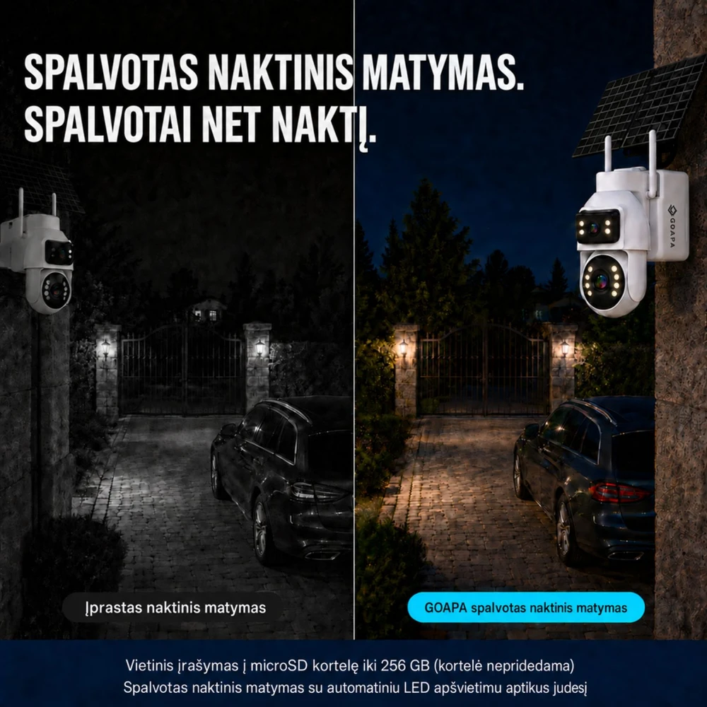 Goapa Lauko stebėjimo kamera 4G su SIM kortele ir saulės baterija, naktinis matymas, IP65