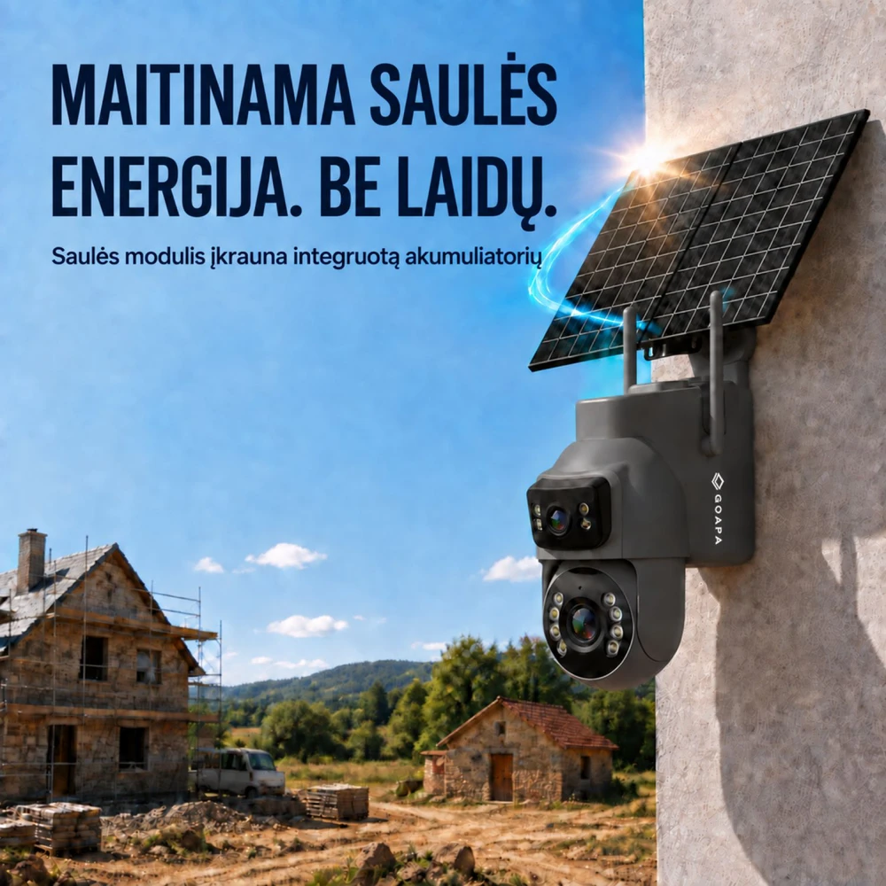 Goapa Lauko stebėjimo kamera 4G su SIM kortele ir saulės baterija, naktinis matymas, IP65