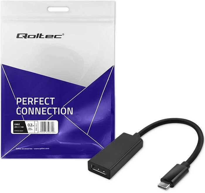 QOLTEC 50377 USB 3.1 adapteris C tipo vyriškas / DP moteriškas 4K 23cm