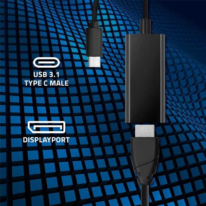 QOLTEC 50377 USB 3.1 adapteris C tipo vyriškas / DP moteriškas 4K 23cm