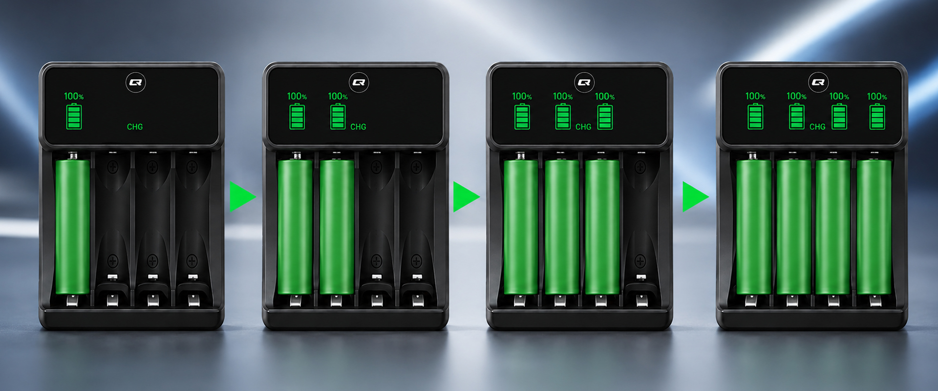 Qoltec Įkroviklis do akumulatorków Ni-MH typu R03 AAA R6 AA | LCD | Kabelis USB-C | Juoda aprašymas - Prekės nuotrauka Qoltec Įkroviklis do akumulatorków Ni-MH typu R03 AAA R6 AA | LCD | Kabelis USB-C | Juoda aprašymas - Prekės nuotrauka