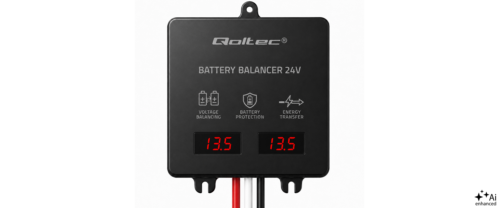 Qoltec Balanser napięcia 24V do akumulatorów 2 x 12V | 5A | AGM GEL LiFePO4 | LED aprašymas - Prekės nuotrauka