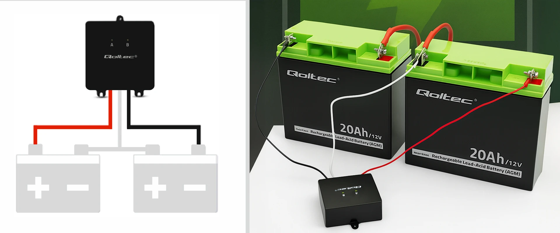 „Qoltec“ 24 V įtampos balansavimo įrenginys 2 x 12 V | 5 A | LiFePO4 AGM GEL akumuliatoriams aprašymas - Prekės nuotrauka „Qoltec“ 24 V įtampos balansavimo įrenginys 2 x 12 V | 5 A | LiFePO4 AGM GEL akumuliatoriams aprašymas - Prekės nuotrauka