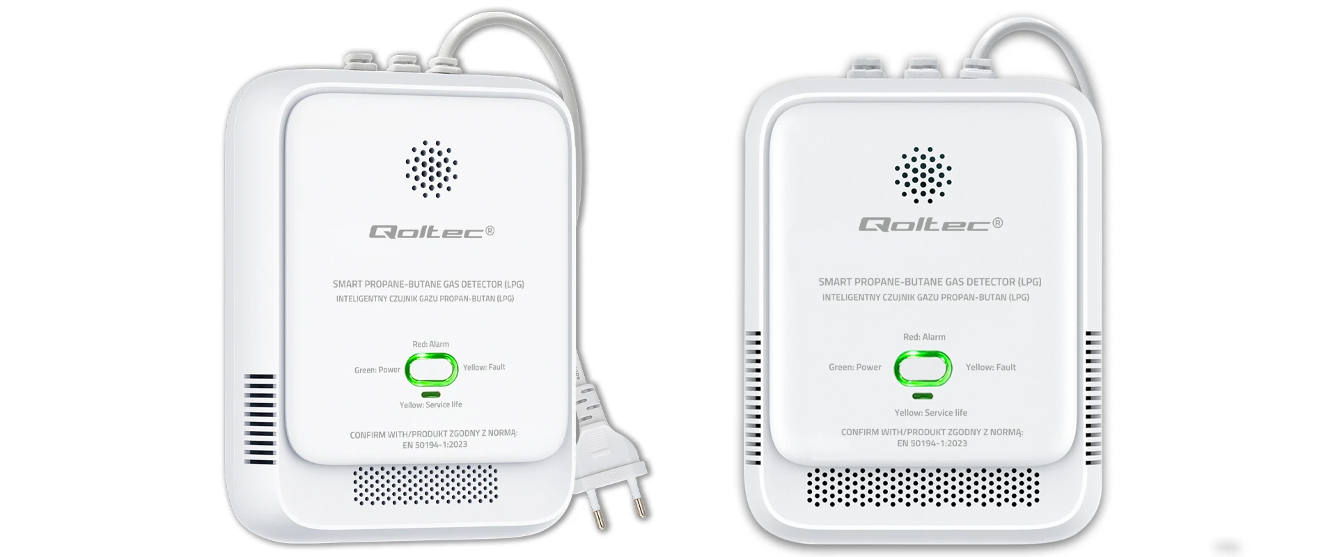 Qoltec Propano-butano dujų nuotėkio jutiklis | SND detektorius | 85db signalizacija | LED aprašymas - Prekės nuotrauka