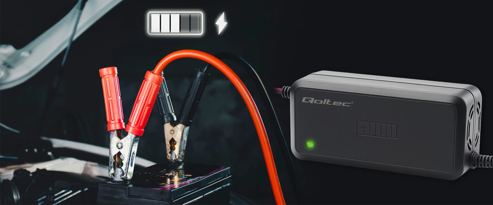 „Qoltec“ išmanusis mikroprocesorius 12 V | 5 A | AGM GEL SLA akumuliatorių įkroviklis | 6 pakopų įkrovimas aprašymas - Prekės nuotrauka