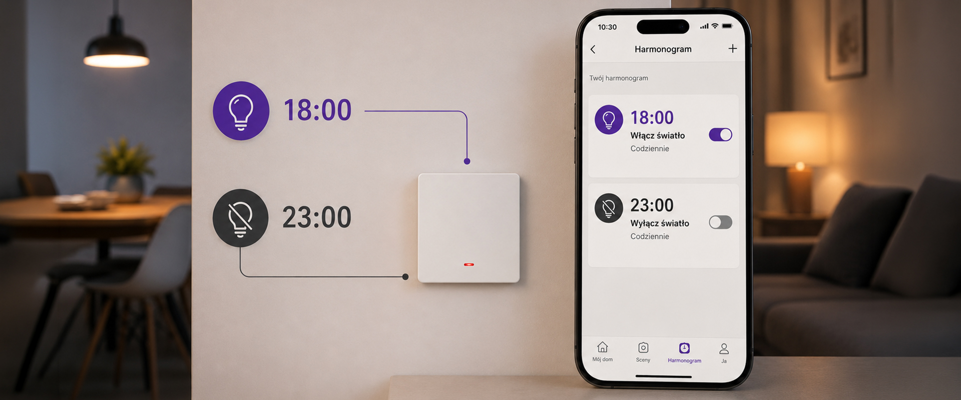 Qoltec Inteligentny 1-kanałowy jungiklis wyłacznik światła | Wi-Fi | Timer | Tuya | Smart life | Baltas aprašymas - Prekės nuotrauka