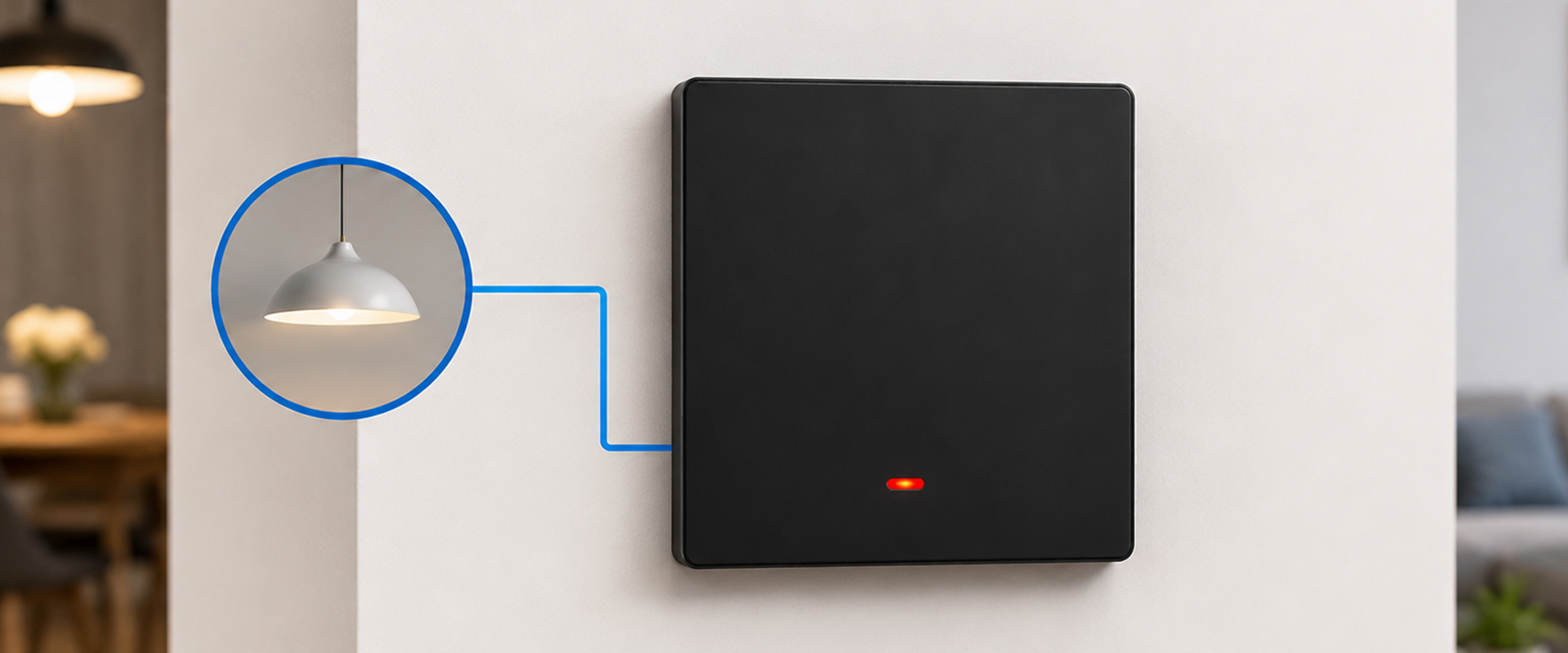 Qoltec Inteligentny 1-kanałowy jungiklis wyłącznik światła | Wi-Fi | Timer | Tuya | Smart life | Juodas aprašymas - Prekės nuotrauka