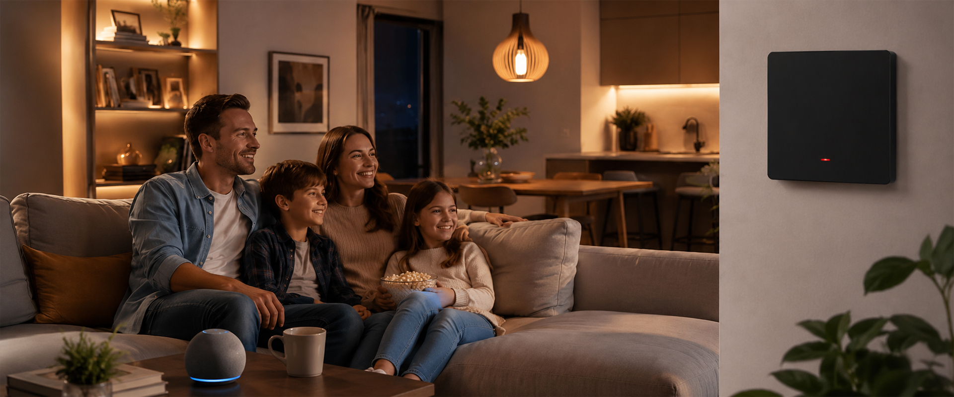 Qoltec Inteligentny 1-kanałowy jungiklis wyłącznik światła | Wi-Fi | Timer | Tuya | Smart life | Juodas aprašymas - Prekės nuotrauka