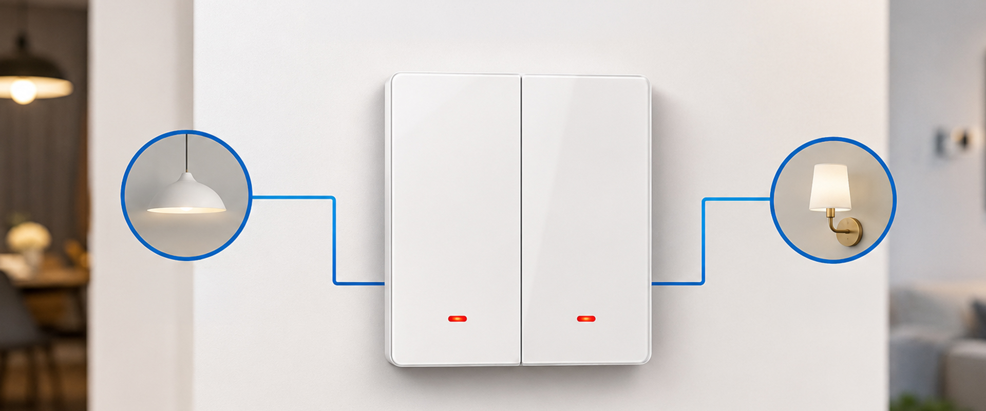 Qoltec Inteligentny 2-kanałowy jungiklis wyłacznik światła | Wi-Fi |Timer| Tuya | Smart life | Baltas aprašymas - Prekės nuotrauka