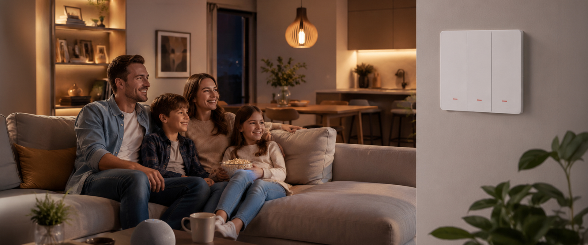 Qoltec Inteligentny 3-kanałowy jungiklis wyłacznik światła | Wi-Fi | Timer| Tuya | Smart life | Baltas aprašymas - Prekės nuotrauka