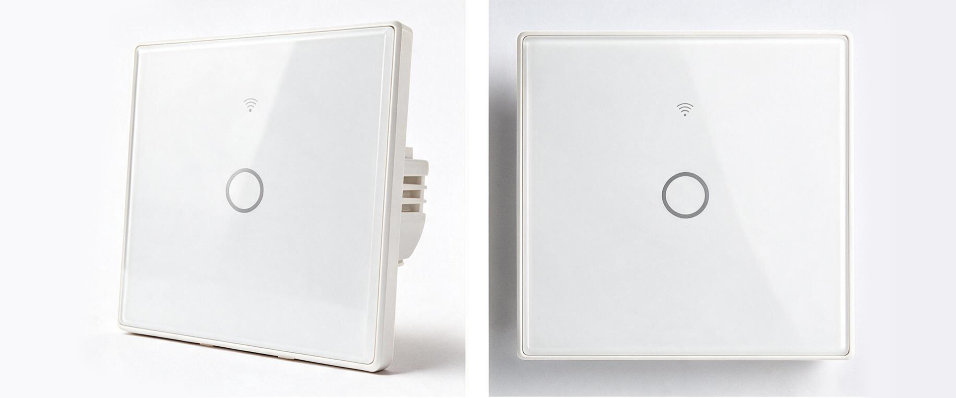 Qoltec Inteligentny dotykowy 1-kanałowy jungiklis wyłącznik światła | Wi-Fi | Timer | Tuya | Smart life | Hartowane szkło | Baltas aprašymas - Prekės nuotrauka