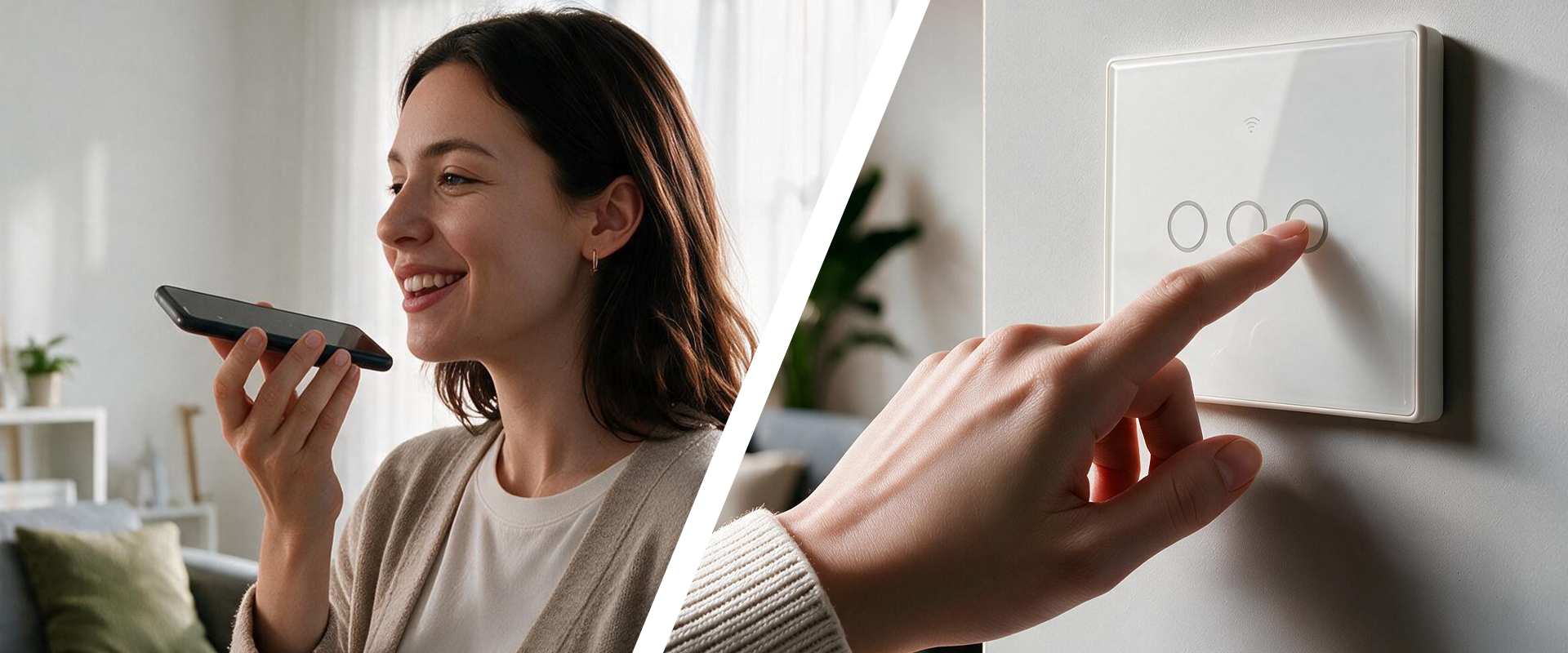 Qoltec Inteligentny dotykowy 3-kanałowy jungiklis wyłącznik światła | Wi-Fi | Timer | Tuya | Smart life | Hartowane szkło | Baltas aprašymas - Prekės nuotrauka