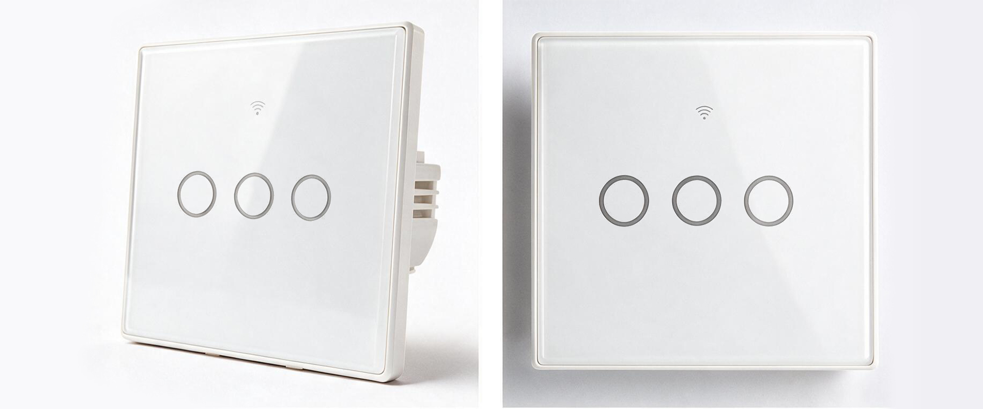 Qoltec Inteligentny dotykowy 3-kanałowy jungiklis wyłącznik światła | Wi-Fi | Timer | Tuya | Smart life | Hartowane szkło | Baltas aprašymas - Prekės nuotrauka