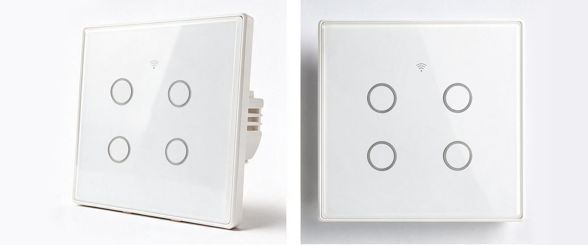 Qoltec Inteligentny dotykowy 4-kanałowy jungiklis wyłacznik światła | Wi-Fi | Timer| Tuya | Smart life | Hartowane szkło | Baltas aprašymas - Prekės nuotrauka