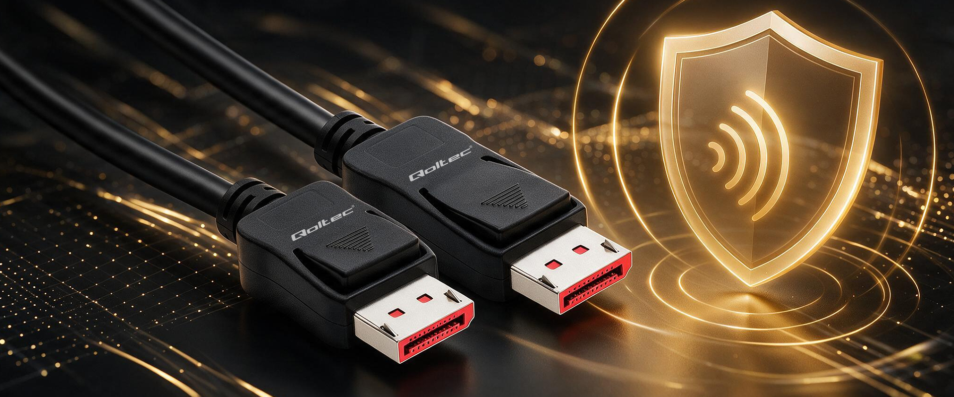 Qoltec Kabelis DisplayPort v2.1 męski | DisplayPort v2.1 męski | 8K | 40G | 0.5m aprašymas - Prekės nuotrauka
