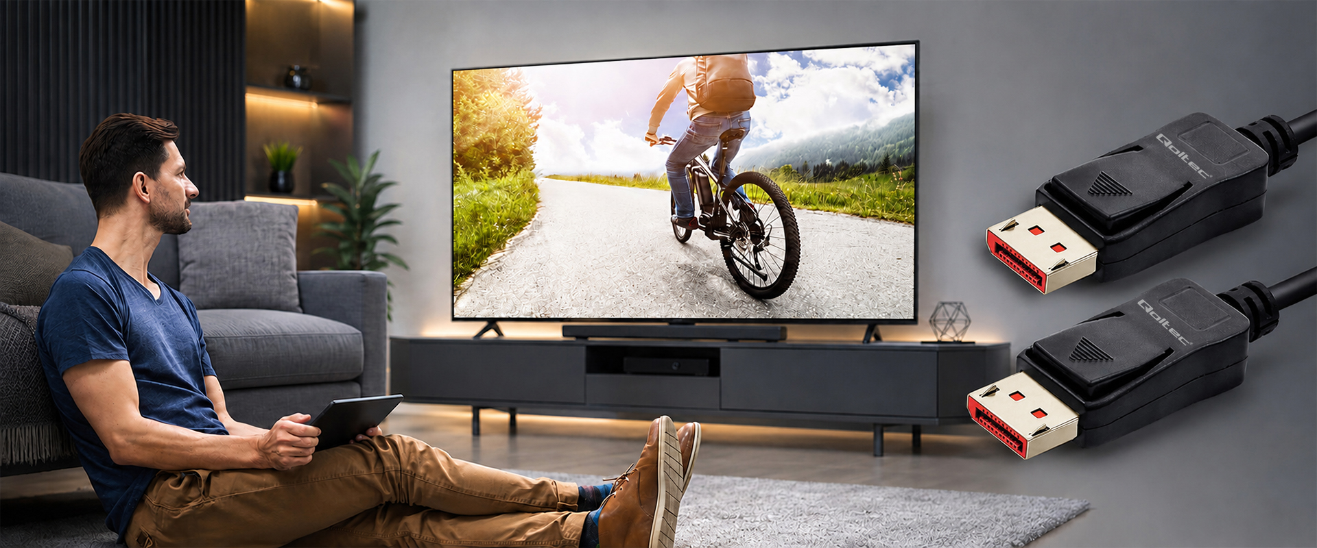 Qoltec Kabelis DisplayPort v2.1 męski | DisplayPort v2.1 męski | 8K | 54G | 3m aprašymas - Prekės nuotrauka