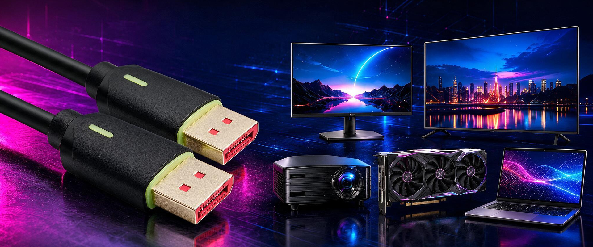 Qoltec Kabelis DisplayPort v2.1 męski | DisplayPort v2.1 męski | 8K | 80G | 0.5m aprašymas - Prekės nuotrauka