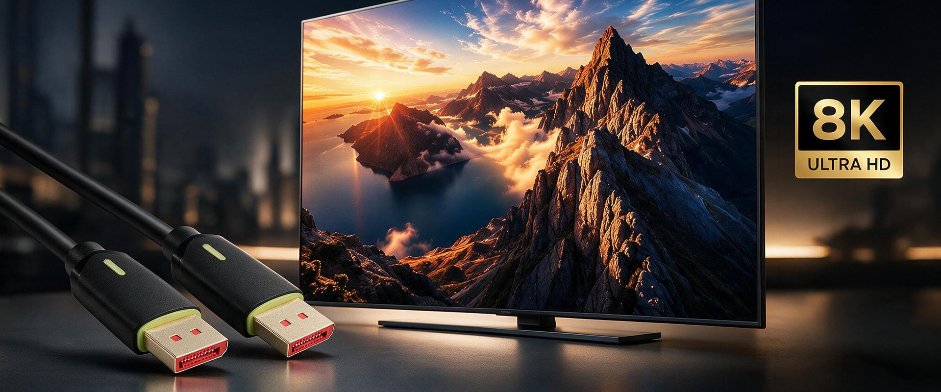Qoltec Kabelis DisplayPort v2.1 męski | DisplayPort v2.1 męski | 8K | 80G | 0.5m aprašymas - Prekės nuotrauka