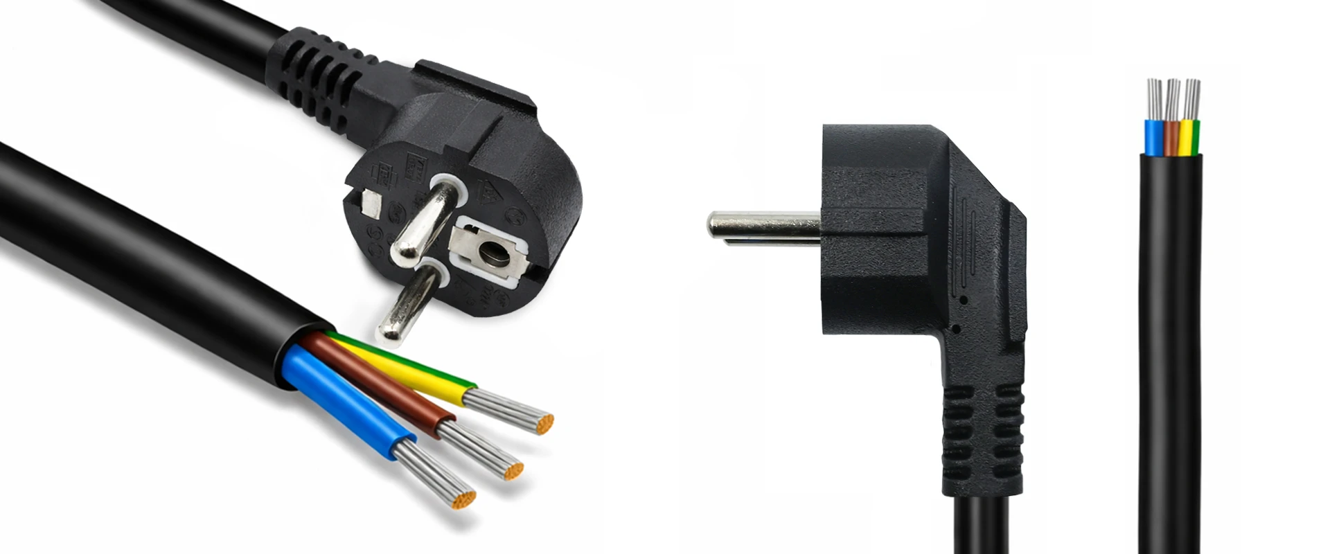 Qoltec Kabelis zasilający | wtyczka kątowa SCHUKO CEE 7/7 (E/F) | miedź Cu | odizolowany lutowany | 3x0.75 mm² | 1.5m aprašymas - Prekės nuotrauka