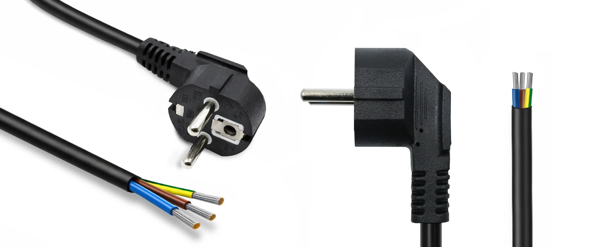 Qoltec Kabelis zasilający | wtyczka kątowa SCHUKO CEE 7/7 (E/F) | miedź Cu | odizolowany lutowany | 3x0.75 mm² | 5m aprašymas - Prekės nuotrauka
