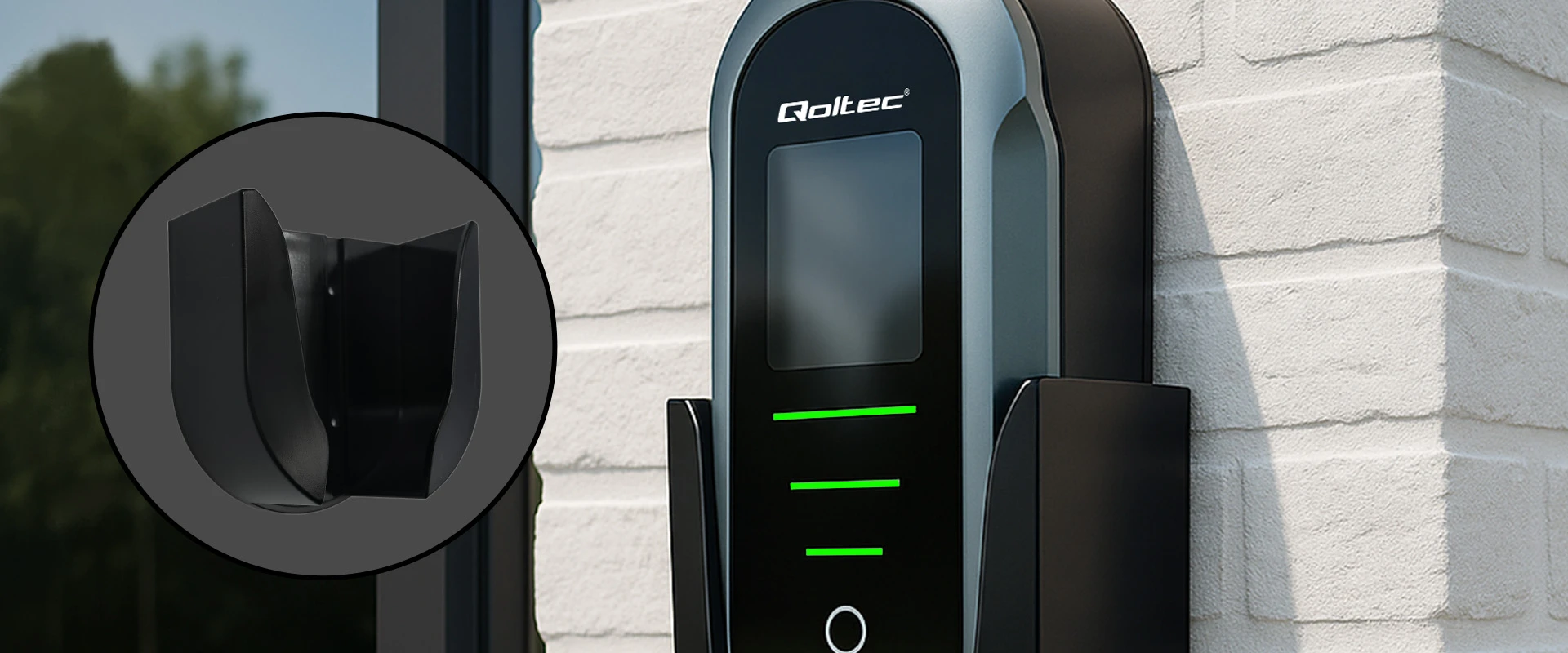 Qoltec Mobilna kroviklis automobiliui elektrycznego EV i hybryd su regulacją 2w1 Typ2 | 11kW | 400V | CEE 16A | Wi-fi | TUYA | SMART LIFE | LCD | Przenośna | Wallbox | 5m aprašymas - Prekės nuotrauka