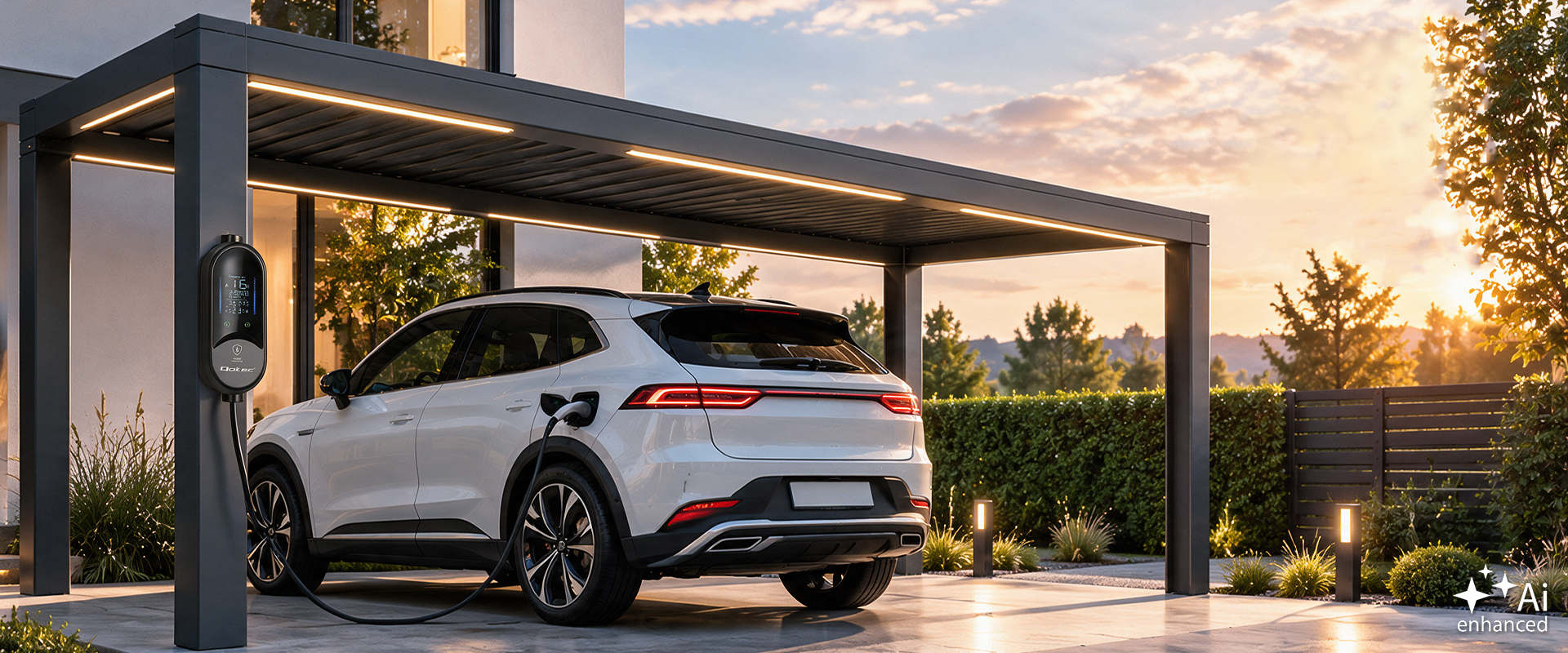Qoltec Mobilna kroviklis automobiliui elektrycznego EV i hybryd su regulacją 2w1 Typ2 | 3.5kW | 230V | SCHUKO 16A | LED | 5m aprašymas - Prekės nuotrauka
