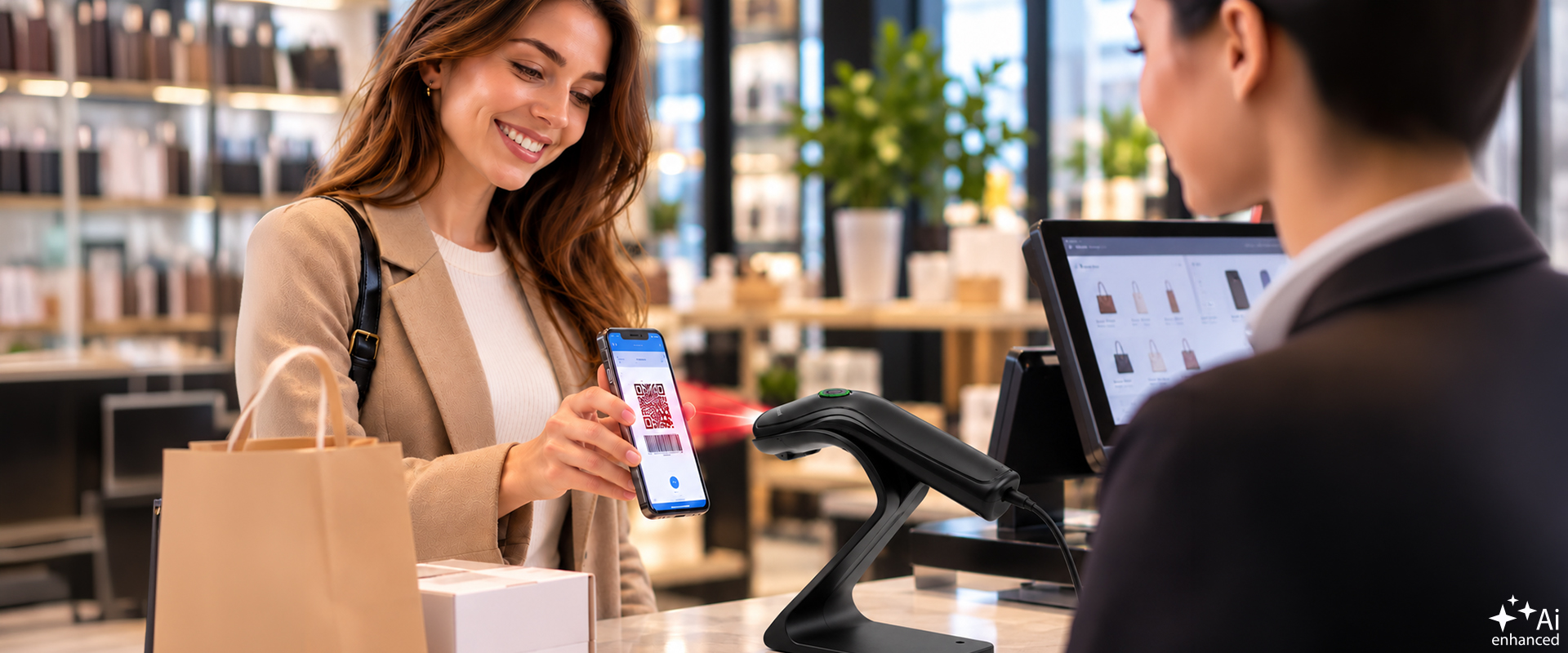 Qoltec Precyzyjny belaidis skaner czytnik kodów kreskowych 1D 2D + stojak na skaner | QR | EAN | USB aprašymas - Prekės nuotrauka