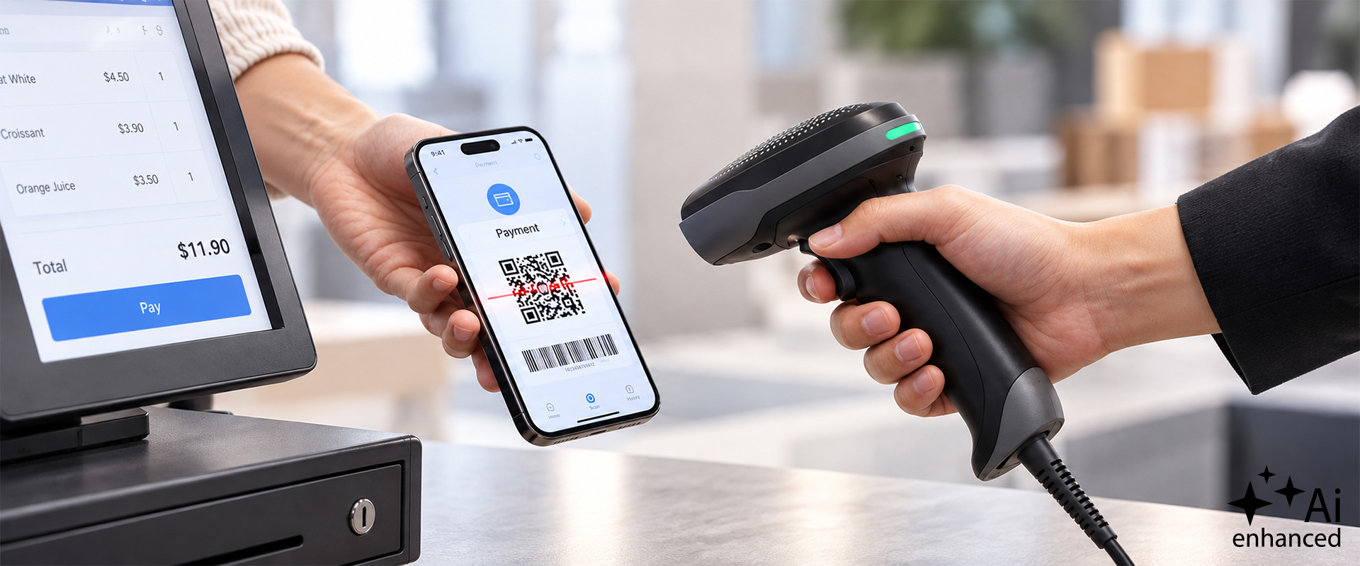 Qoltec Precyzyjny Skaner czytnik kodów kreskowych 1D 2D | QR | EAN | USB aprašymas - Prekės nuotrauka