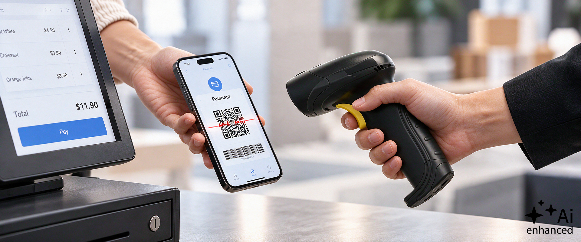 Qoltec Precyzyjny Skaner czytnik kodów kreskowych 1D 2D | QR | EAN | USB aprašymas - Prekės nuotrauka