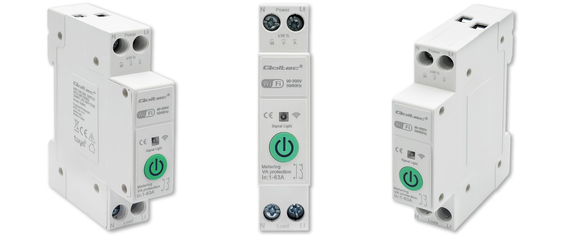 qoltec-63a-rele din-kiskoon laskurin kanssa