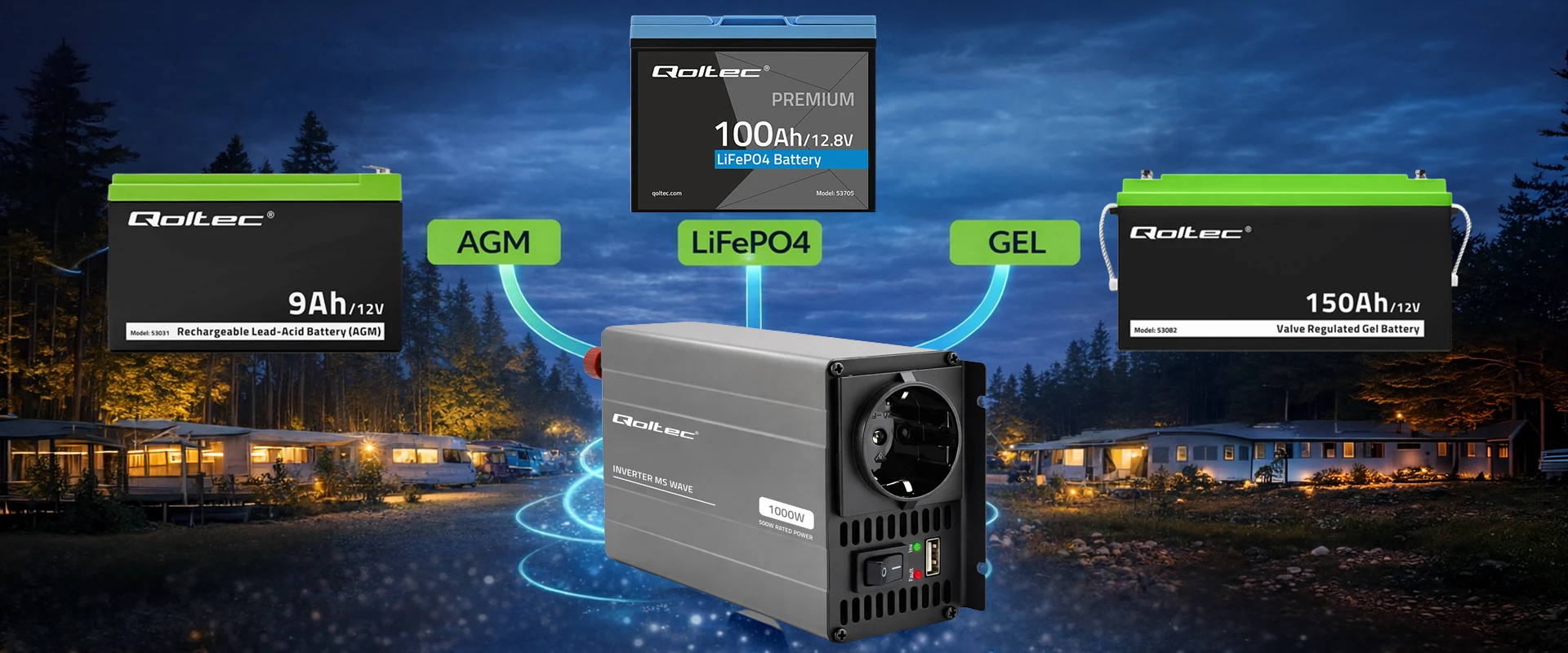 Qoltec MS Wave | 12V na 230V | 300/600W | USB aprašymas - Prekės nuotrauka