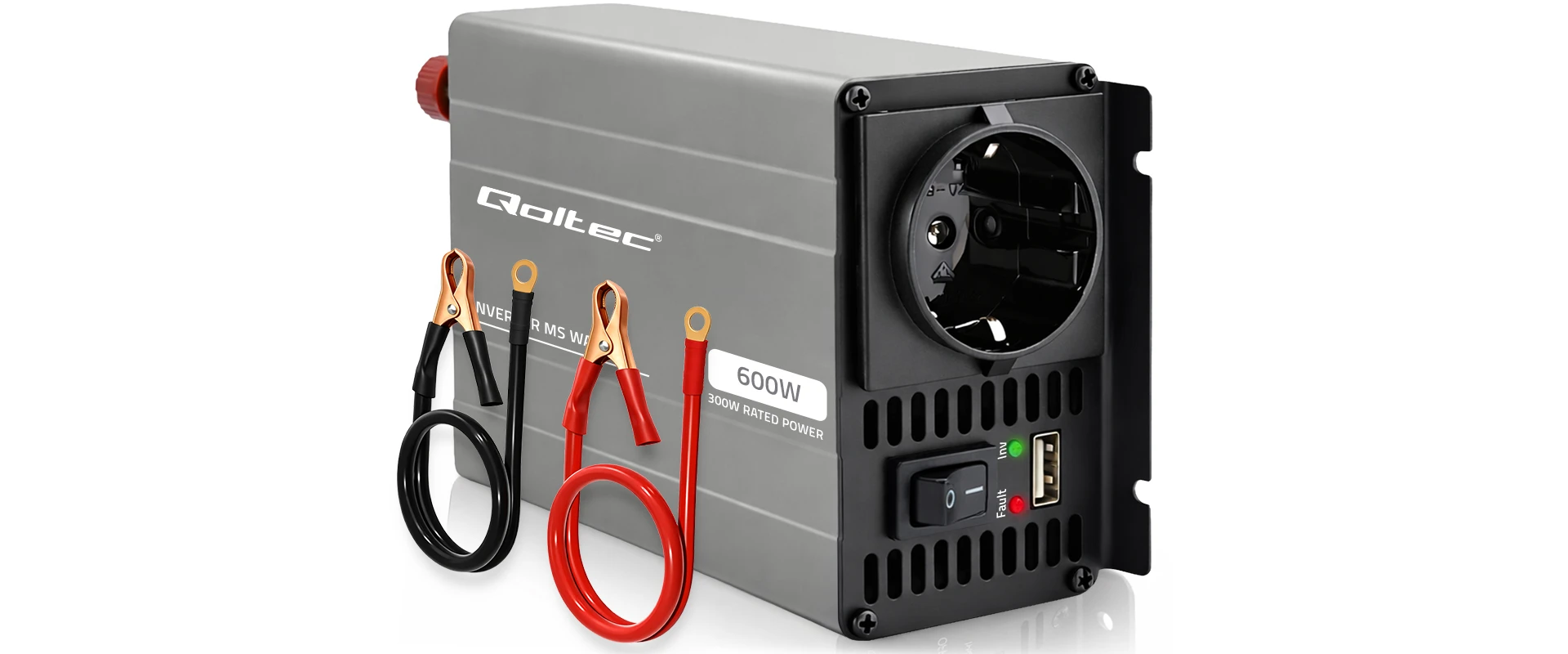 Qoltec MS Wave | 12V na 230V | 300/600W | USB aprašymas - Prekės nuotrauka