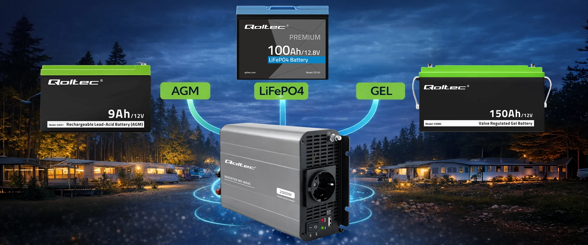 Qoltec MS Wave | 12V na 230V | 1000/2000W | USB aprašymas - Prekės nuotrauka